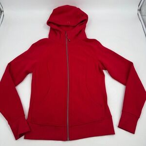 Lululemon Scuba Hoodie Full Zip Red Thumbholes Athleisure Womens Size 6